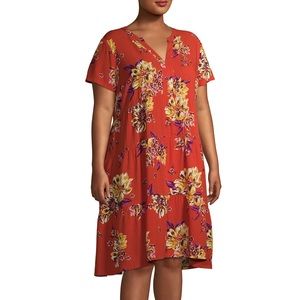 Terra & Sky Women's Plus Size Tiered Dress NWT